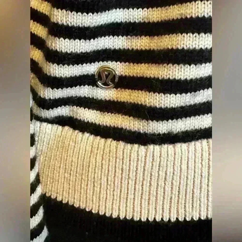 Lululemon Women’s Yogi Crew Sweater, Black/White Stripes - Picture 7 of 8
